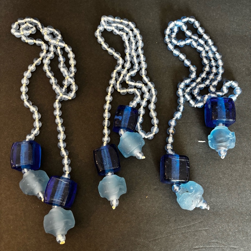 Blue Glass Curtain Tie Backs - Set of Five